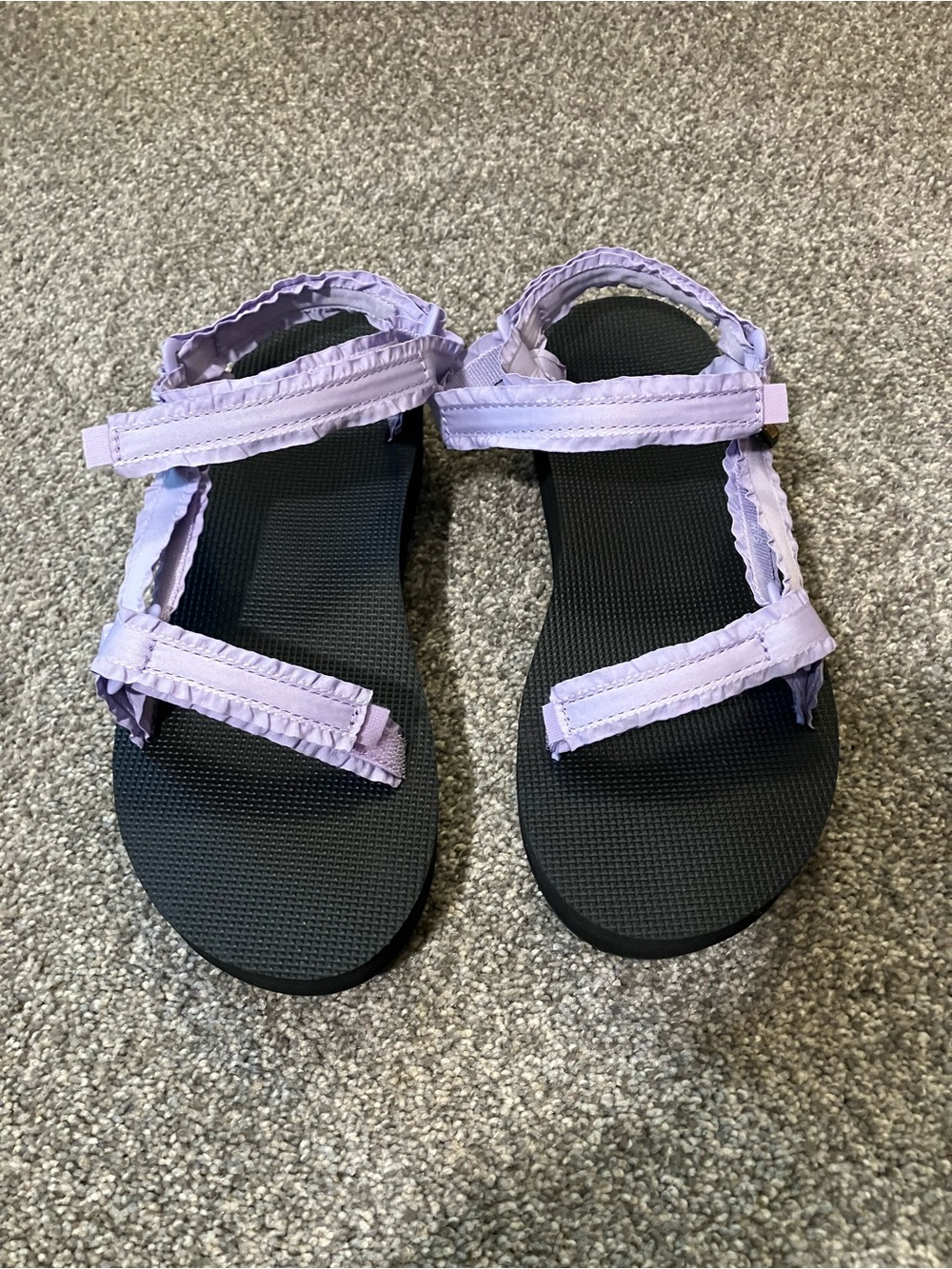 Teva Lilac Ruffle Strappy Sandals with Black Footbed